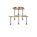Moderne hanglamp met vijf glazen lampen en metalen detail
