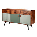 Moderne kast met houten afwerking en geometrische deuren