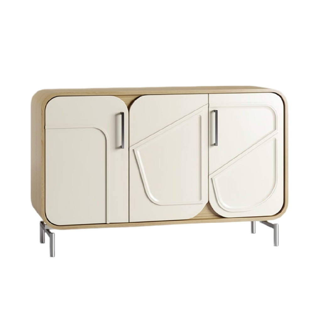 Moderne witte kast met houten accenten