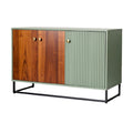 Moderne Groene Dressoir met Houten Deuren en Stalen Voet