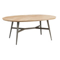Eiken ovale eettafel met metalen poten